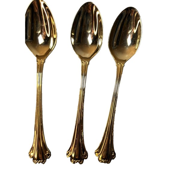 FB Rogers Golden Plated Electroplate American Chipendale 5 Spoons Tsp - Picture 2 of 16